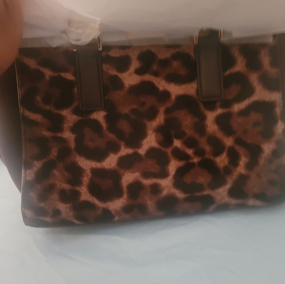 MICHAEL KORS MEDIUM HAMILTON TRAVELER LEOPARD BROWN CALF HAIR TOTE BAG - Picture 4 of 9